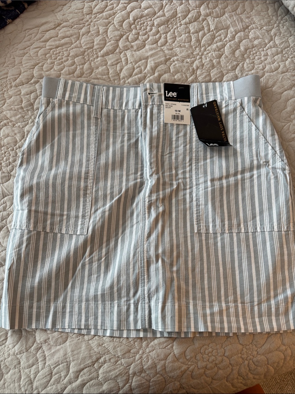 Lee Striped Mini Skirt in Light Blue & White